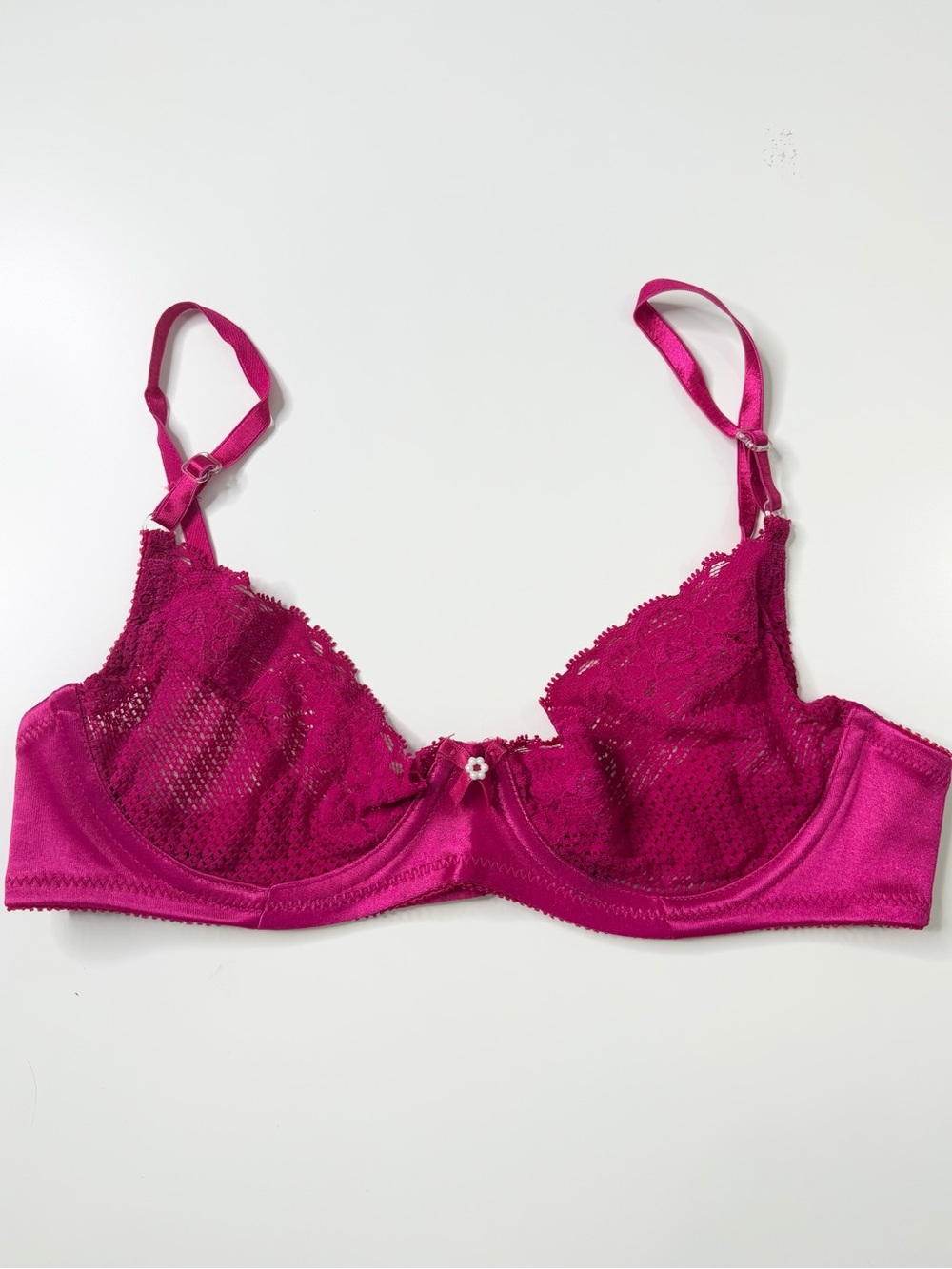 Vintage Victorias Secret Gold Label Pink‎ Satin Lace Wire Bra 36B